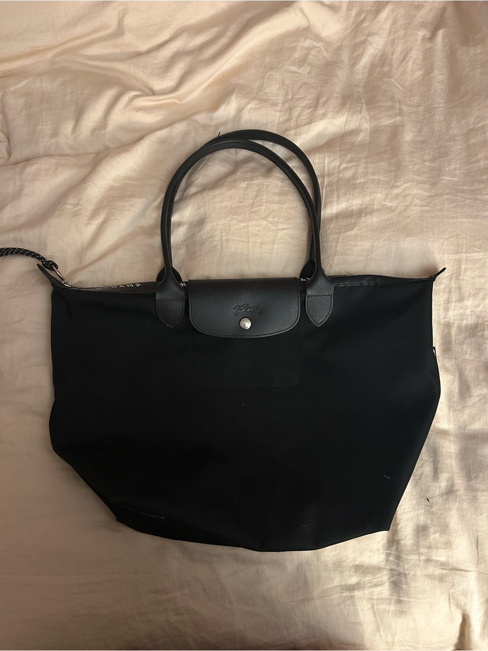 Longchamp Black Nylon Tote with Leather Handles - Picture 6 of 10